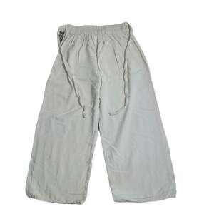 Japna White Wide Leg Cropped Linen Blend Pants with Side Ties